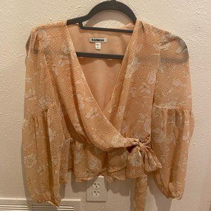 Floral Wrap Long Sleeve Blouse